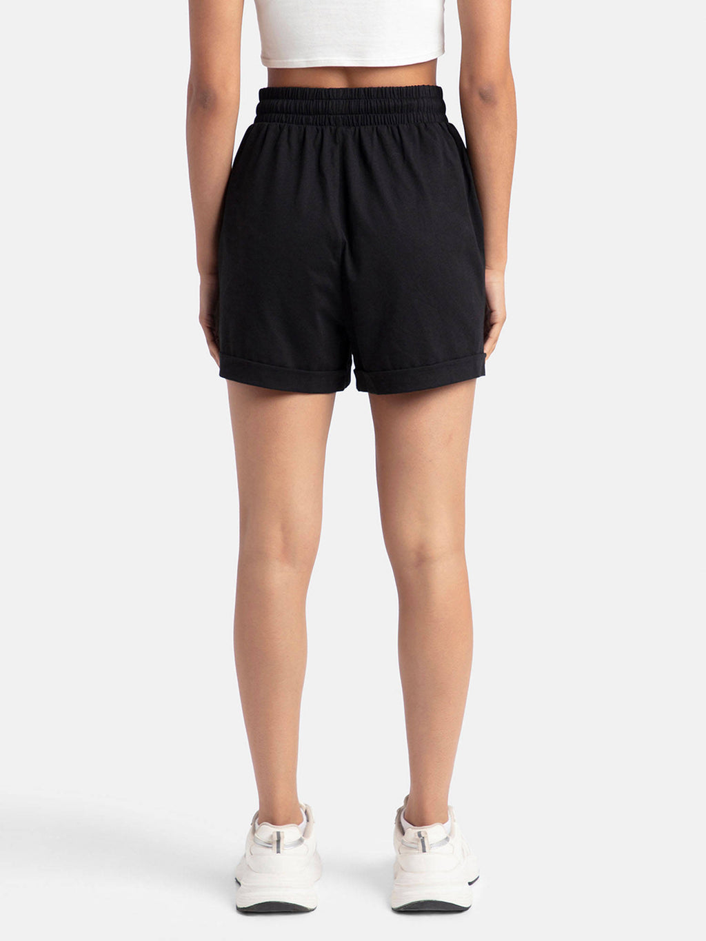 A157 Women Super Combed Cotton Rich Straight Fit Shorts - Black - view 3