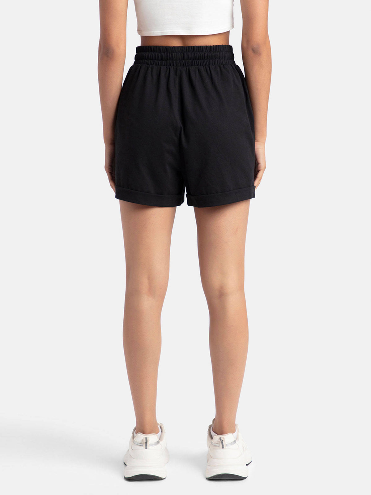 A157 Women Super Combed Cotton Rich Straight Fit Shorts - Black - view 3