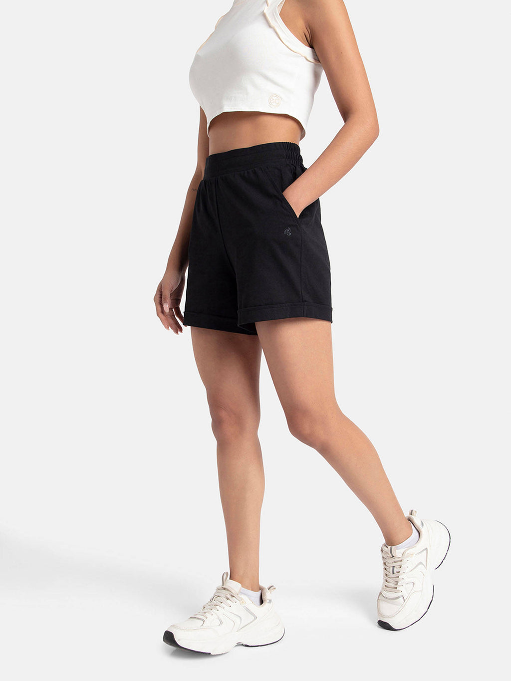 A157 Women Super Combed Cotton Rich Straight Fit Shorts - Black - view 5