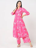 Women Pink Polyester V-Neck Kurta | FY93 - view 1