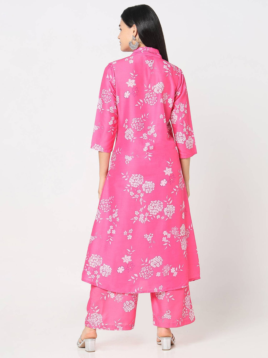 Women Pink Polyester V-Neck Kurta | FY93 - view 5