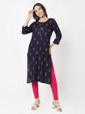 Women Pink Viscose Round Neck Kurta | FY93 - view 7