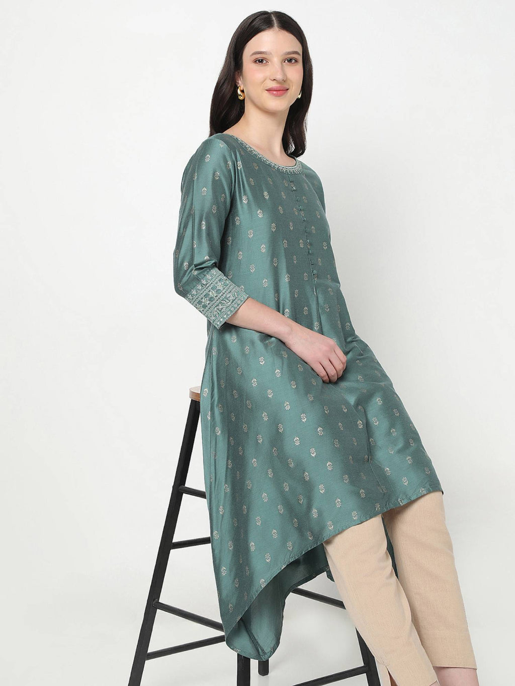 Women Pink Polyester Round Neck Kurta | KDG - view 8