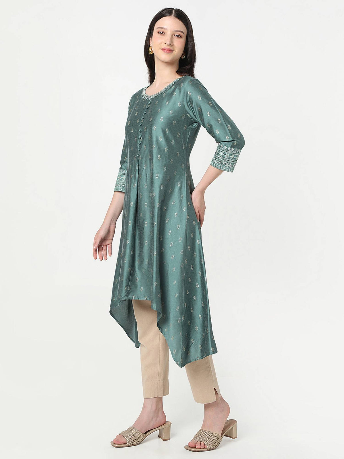 Women Pink Polyester Round Neck Kurta | KDG - view 9