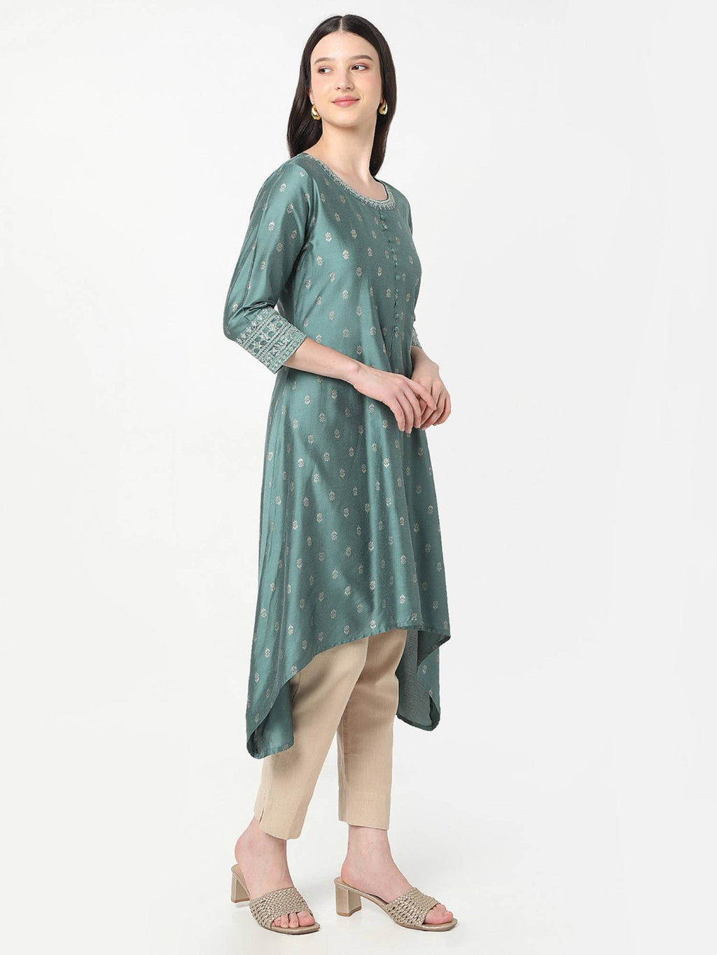 Women Pink Polyester Round Neck Kurta | KDG - view 10