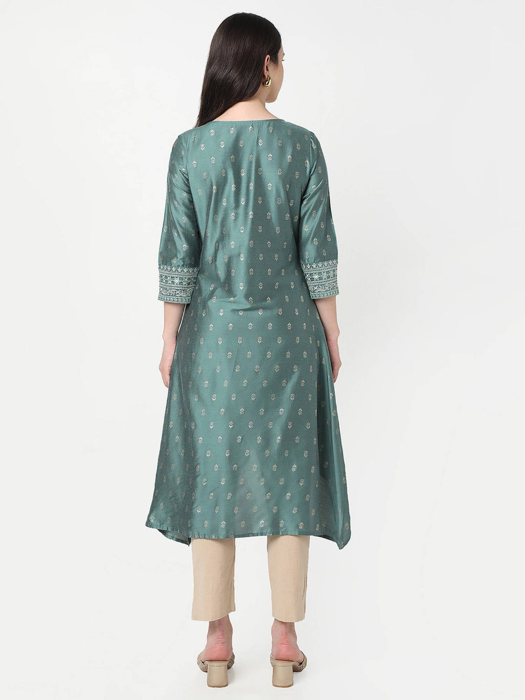 Women Pink Polyester Round Neck Kurta | FY93 - view 11