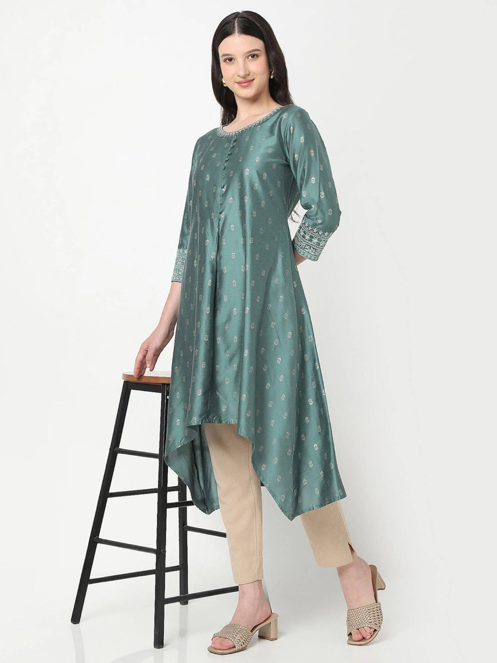 Women Pink Polyester Round Neck Kurta | KDG - view 12