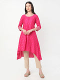 Women Pink Polyester Round Neck Kurta | KDG - view 1