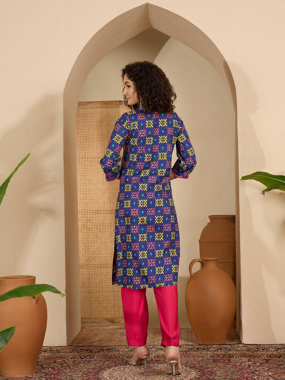 Womens Blue Printed Cotton Kurta | KDG - view 2