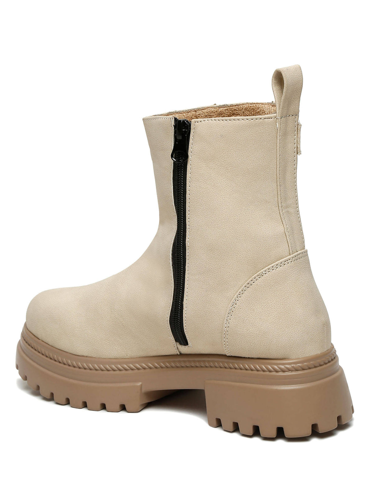 Cream Casual Round Toe Block Heeled Boots | BT61 - view 4