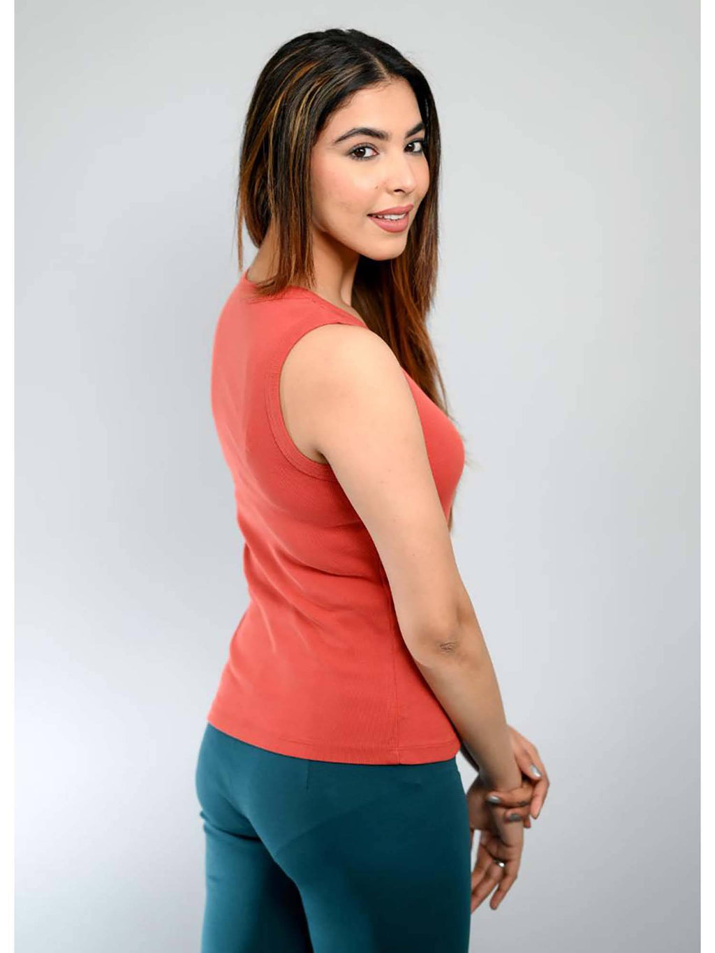 Rust Orange Sleeveless Tank Top | TT98 - view 2