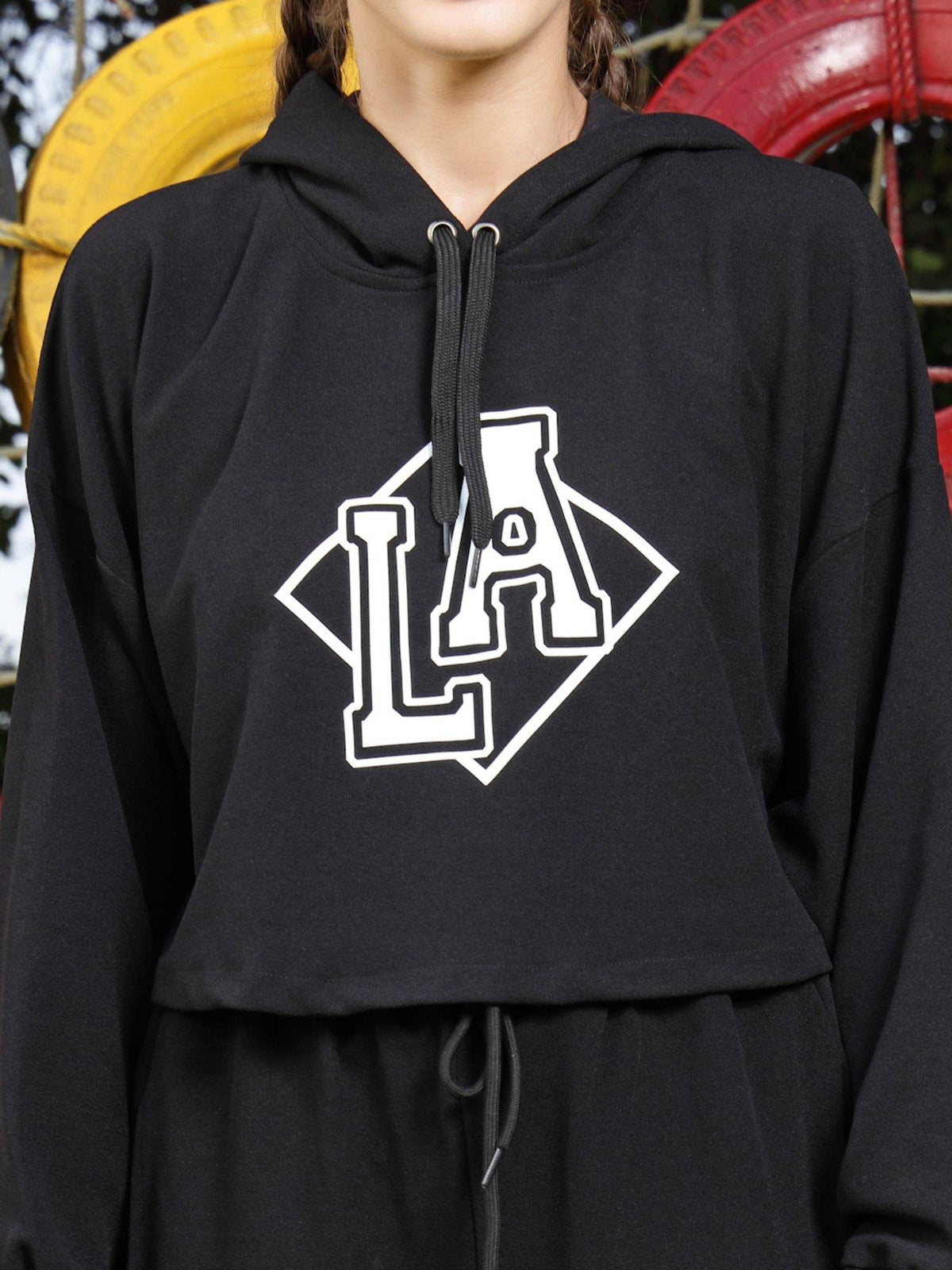 Women Solid Hood Long Sleeves Crop Sweatshirt | HD56 - view 24