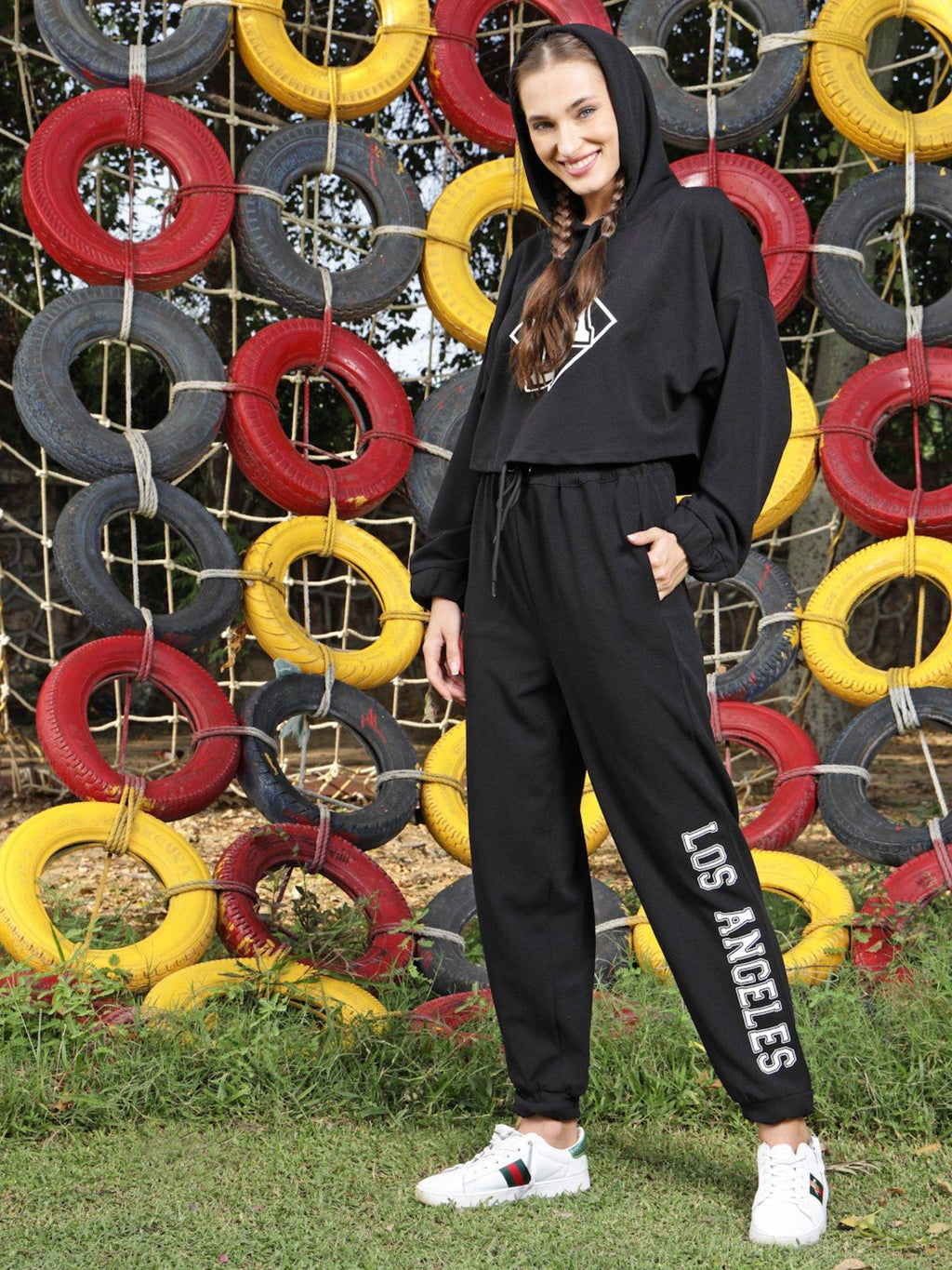 Women Solid Hood Long Sleeves Crop Sweatshirt | HD56 - view 26