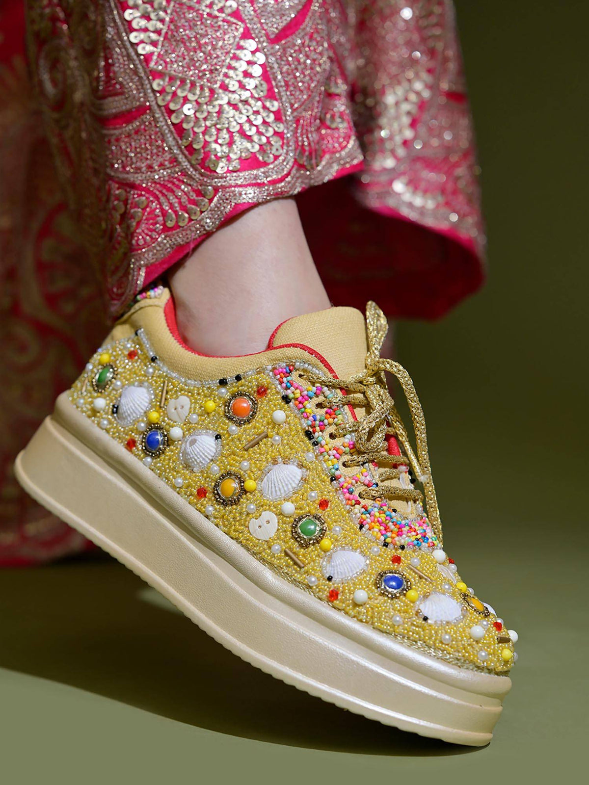 Women Gold Festive Sneakers | SN09 - view 2
