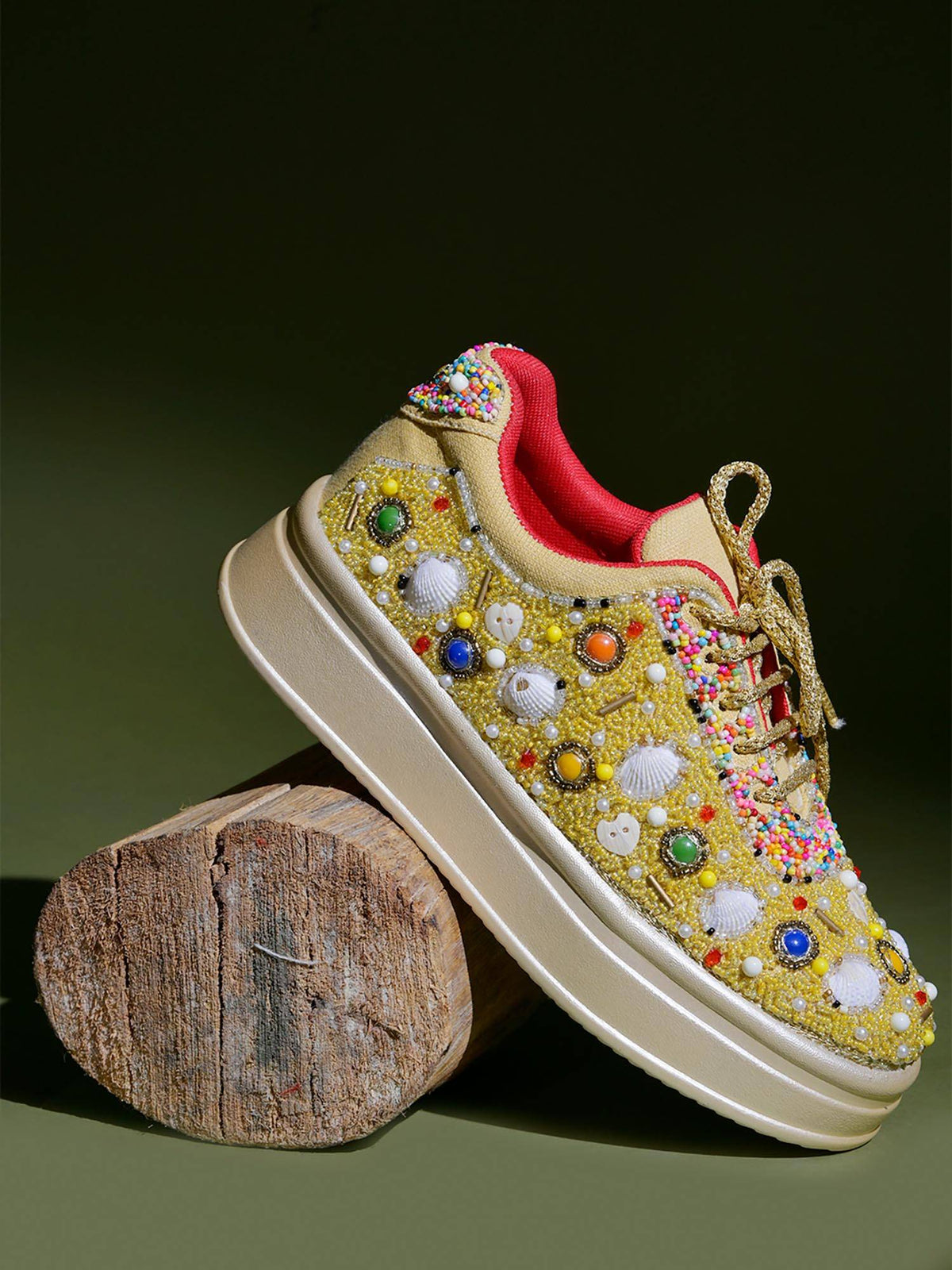 Women Gold Festive Sneakers | SN09 - view 4