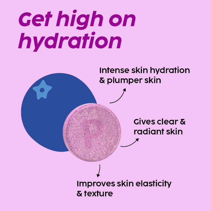 Hyaluronic Acid Effervescent Tablets For Skin Hydration and Reduce Fine Lines - Blueberry | PL1 - view 3
