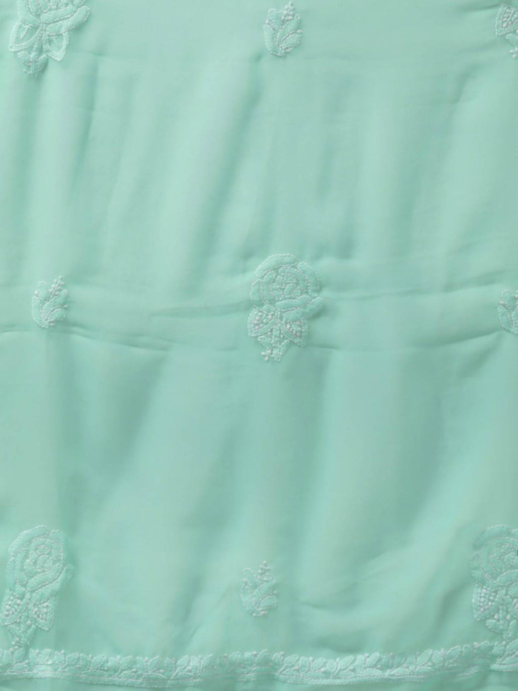 Hand Embroidered Yellow Georgette Lucknowi Chikankari Unstitched Dress Material (Set of 3) | D56 - view 37