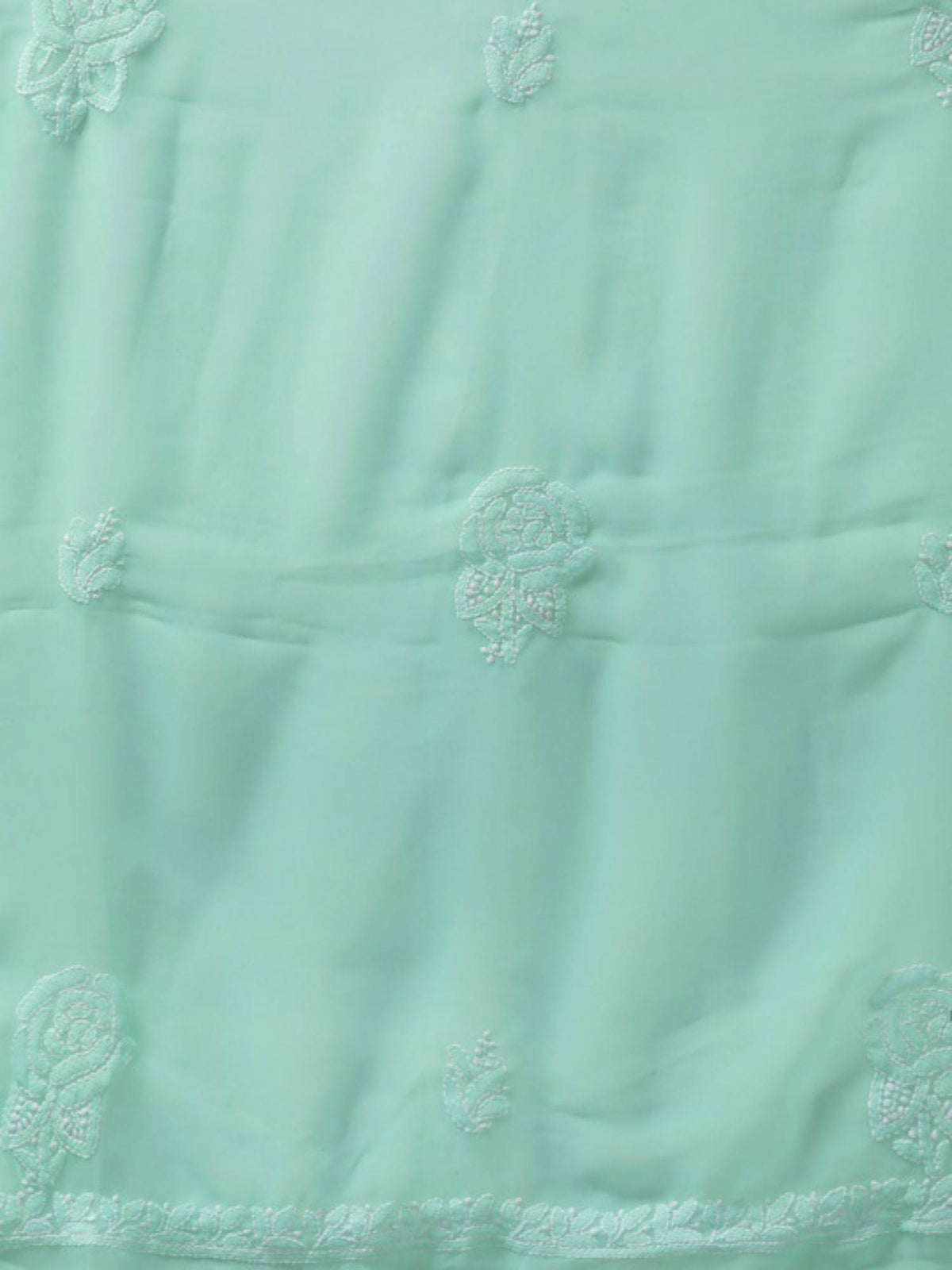 Hand Embroidered Yellow Georgette Lucknowi Chikankari Unstitched Dress Material (Set of 3) | D56 - view 37