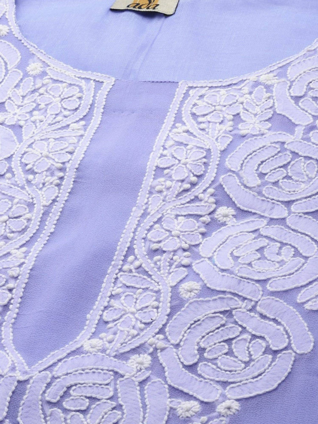 Hand Embroidered Yellow Georgette Lucknowi Chikankari Unstitched Dress Material (Set of 3) | D56 - view 29