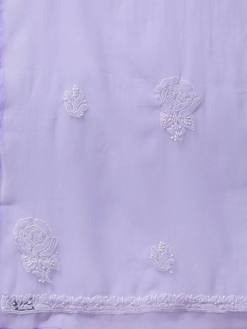 Hand Embroidered Yellow Georgette Lucknowi Chikankari Unstitched Dress Material (Set of 3) | D56 - view 30