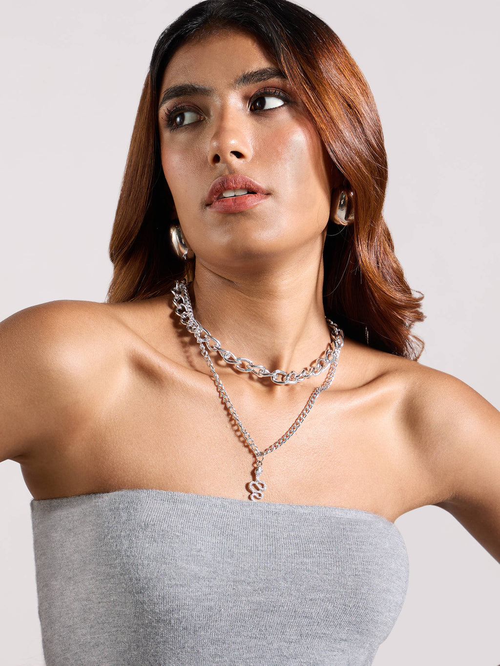 Dark Grey Solid Asymmetric Hem Tube Top | TT90 - view 5