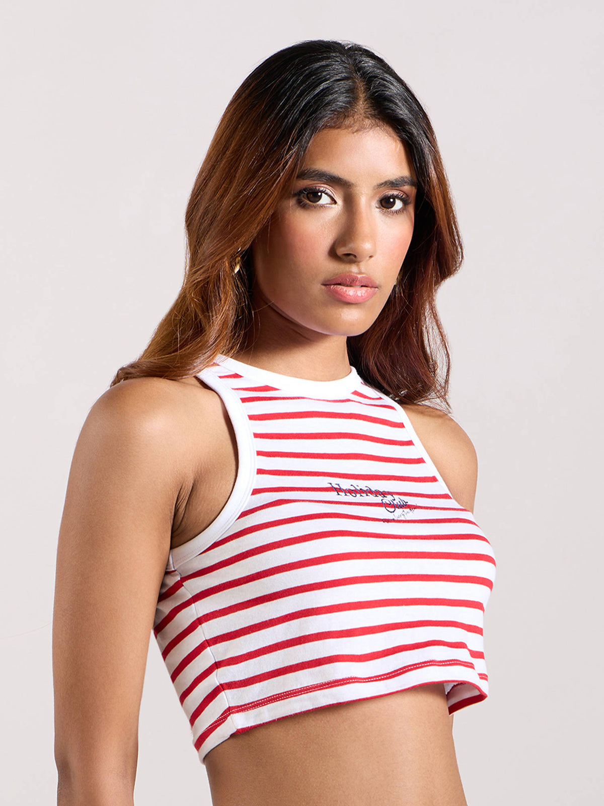 White Graphic Printed Sleeveless Tank Top | TT98 - view 3