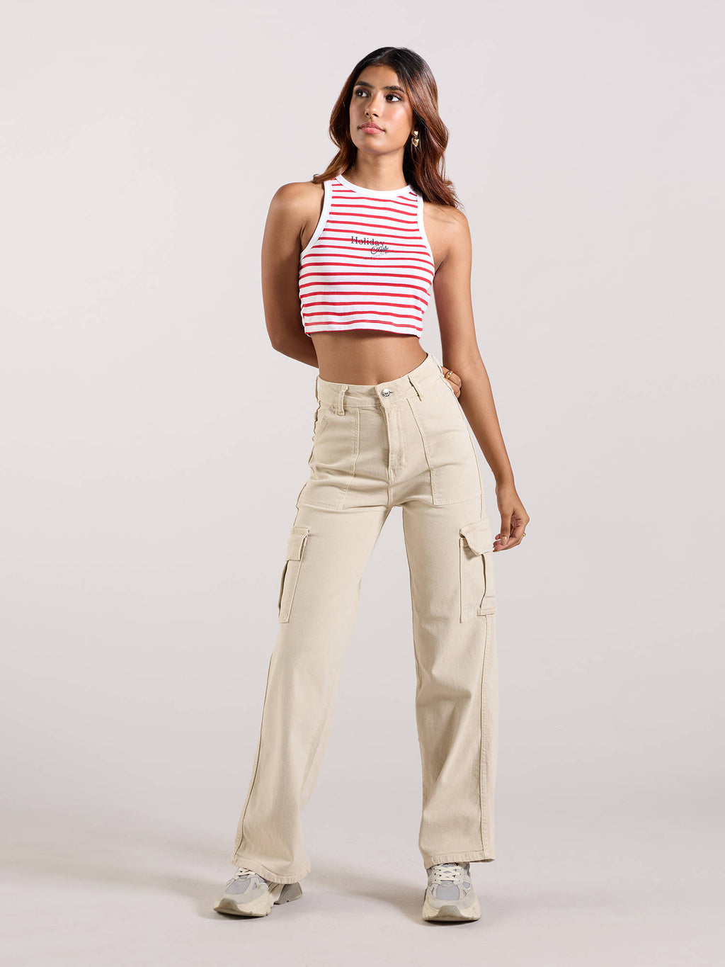 White Graphic Printed Sleeveless Tank Top | TT98 - view 4