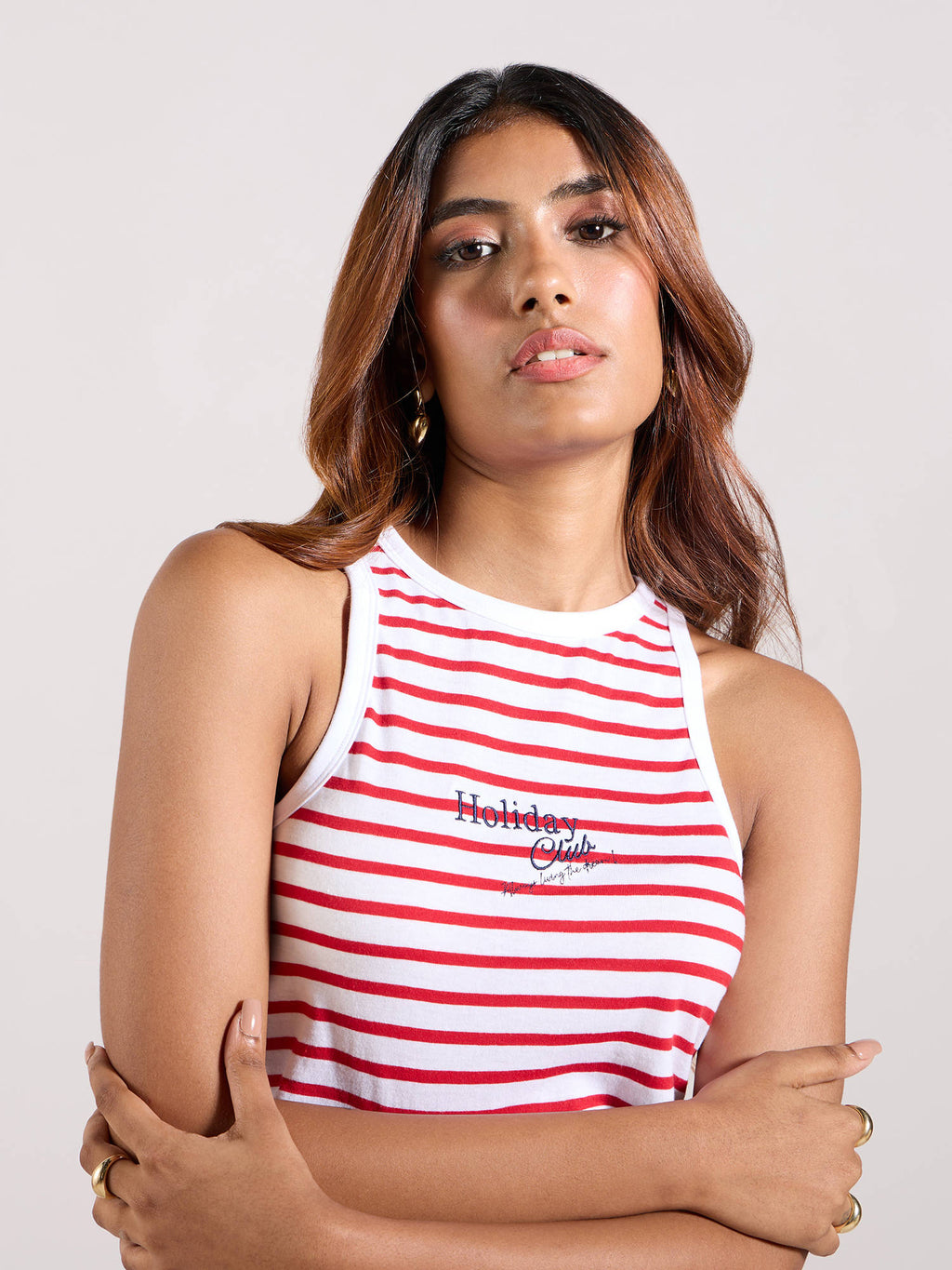 White Graphic Printed Sleeveless Tank Top | TT98 - view 5