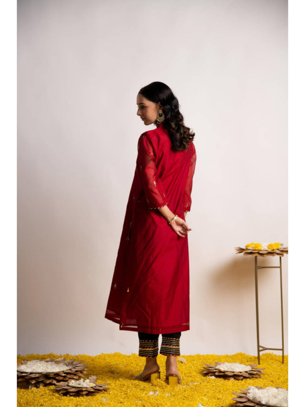 Maroon Silk Chanderi Straight Kurta | U3S - view 2