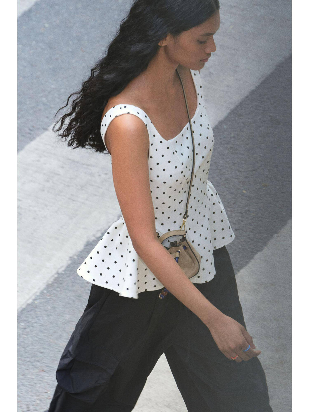 Women White Square-Neck Peplum Top | pt51 - view 1