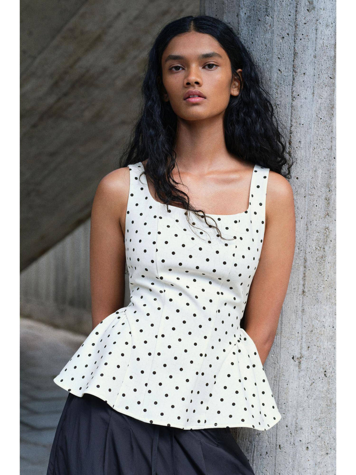 Women White Square-Neck Peplum Top | pt51 - view 2