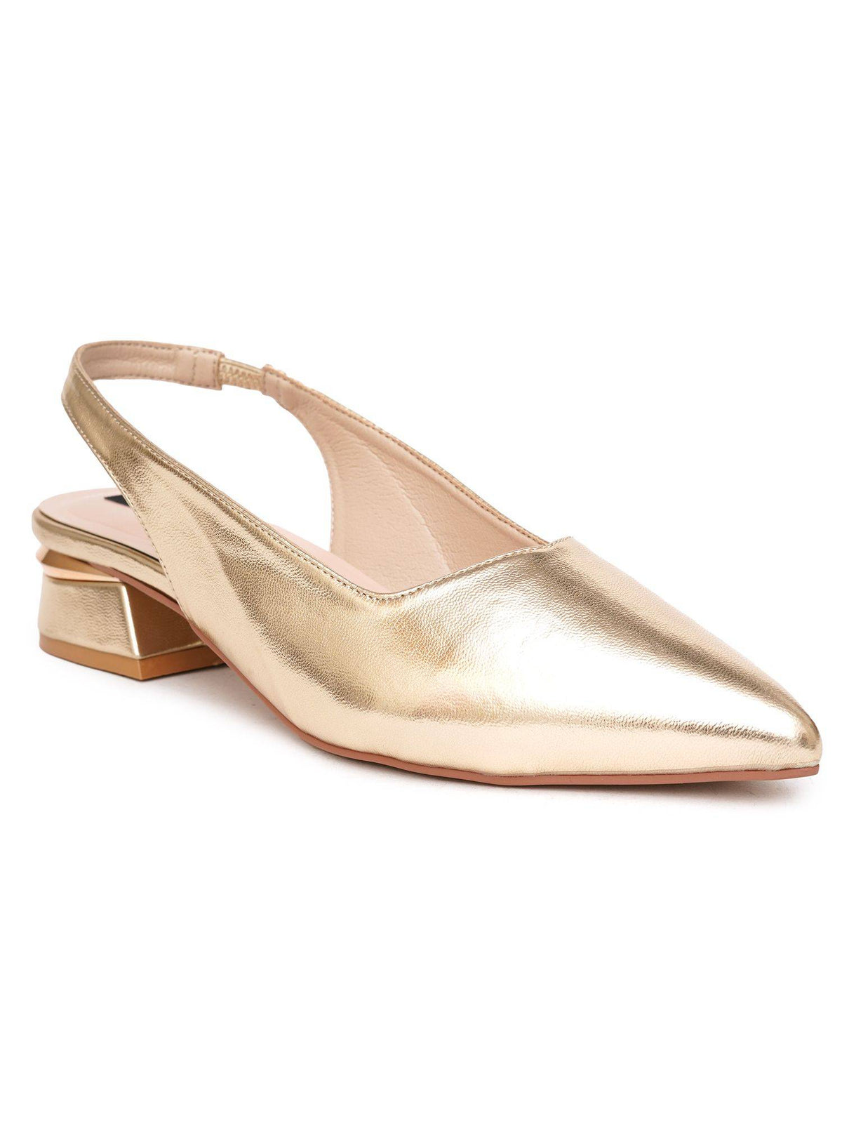 Women's Beige Casual Slip-On Pointed Toe Solid Mules Heels | H78 - view 17