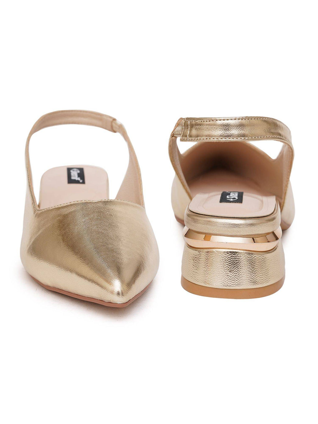 Women's Beige Casual Slip-On Pointed Toe Solid Mules Heels | H78 - view 22