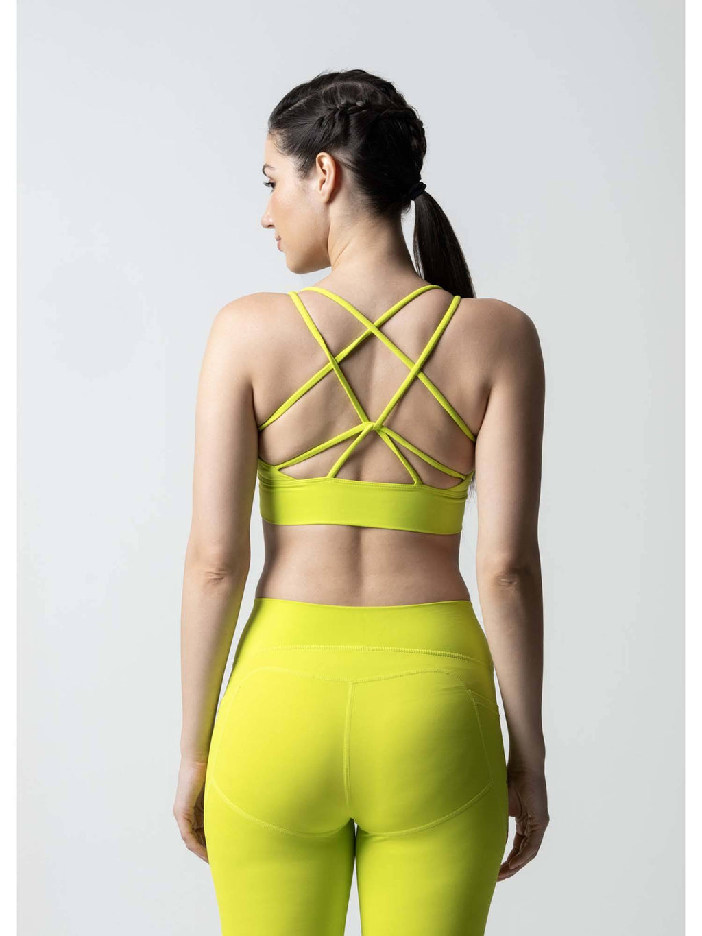 Nylon Womens Criss-Cross Gym Sports Bra Lavender | sb09 - view 15