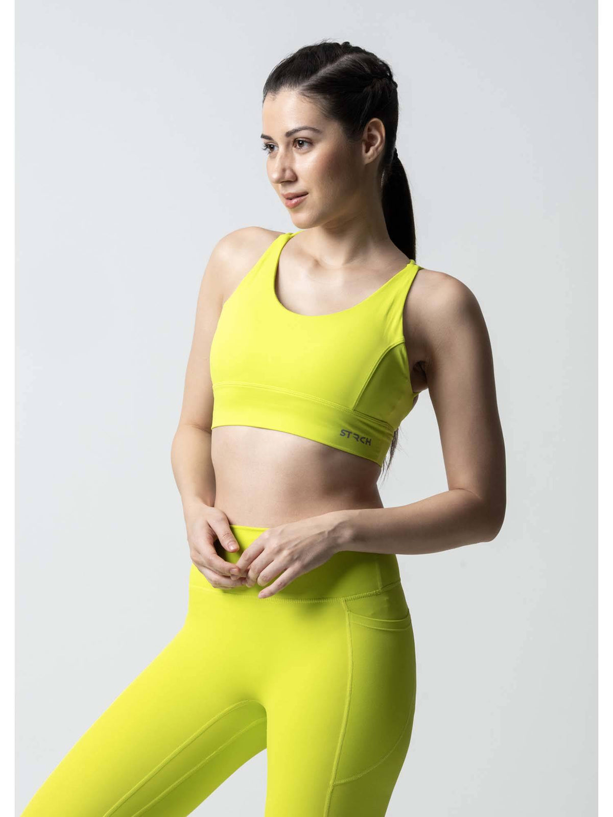 Nylon Womens Criss-Cross Gym Sports Bra Lavender | sb09 - view 16