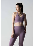 Nylon Womens Criss-Cross Gym Sports Bra Lavender | sb09 - view 1