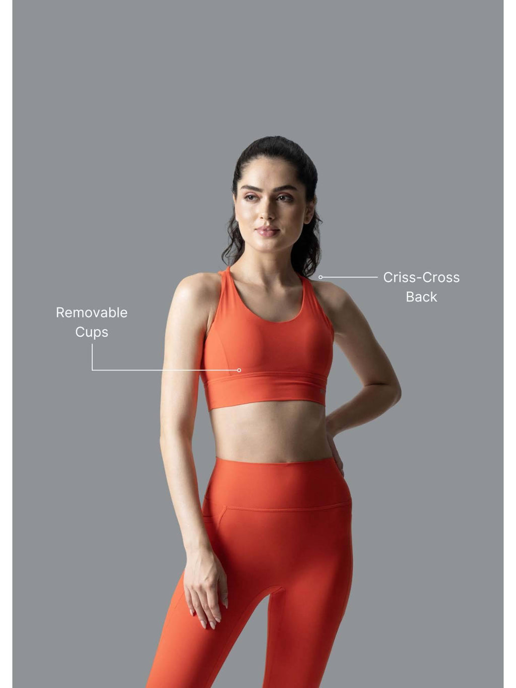 Nylon Womens Criss-Cross Gym Sports Bra Neon Green | sb09 - view 15