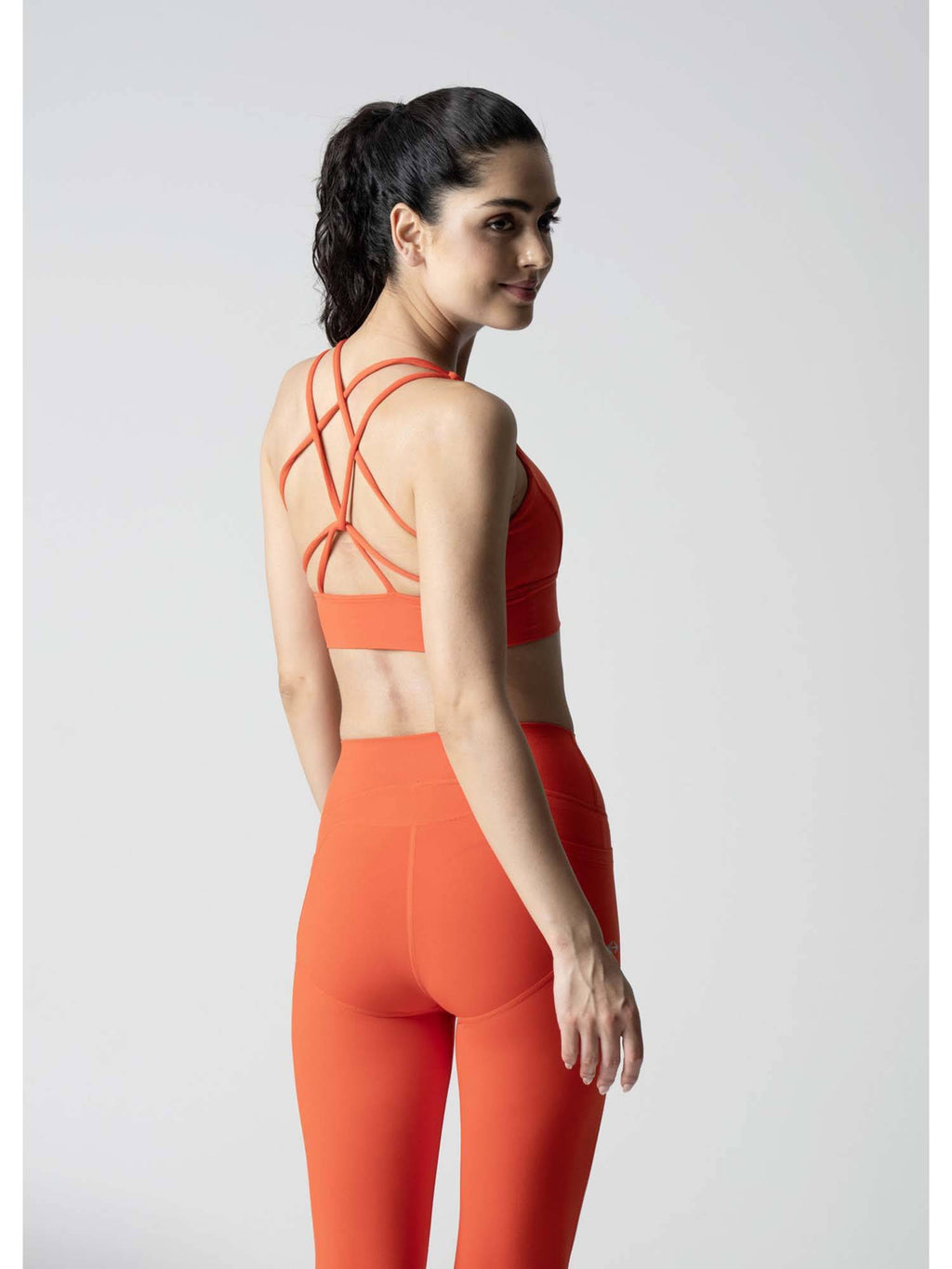 Nylon Womens Criss-Cross Gym Sports Bra Neon Green | sb09 - view 16