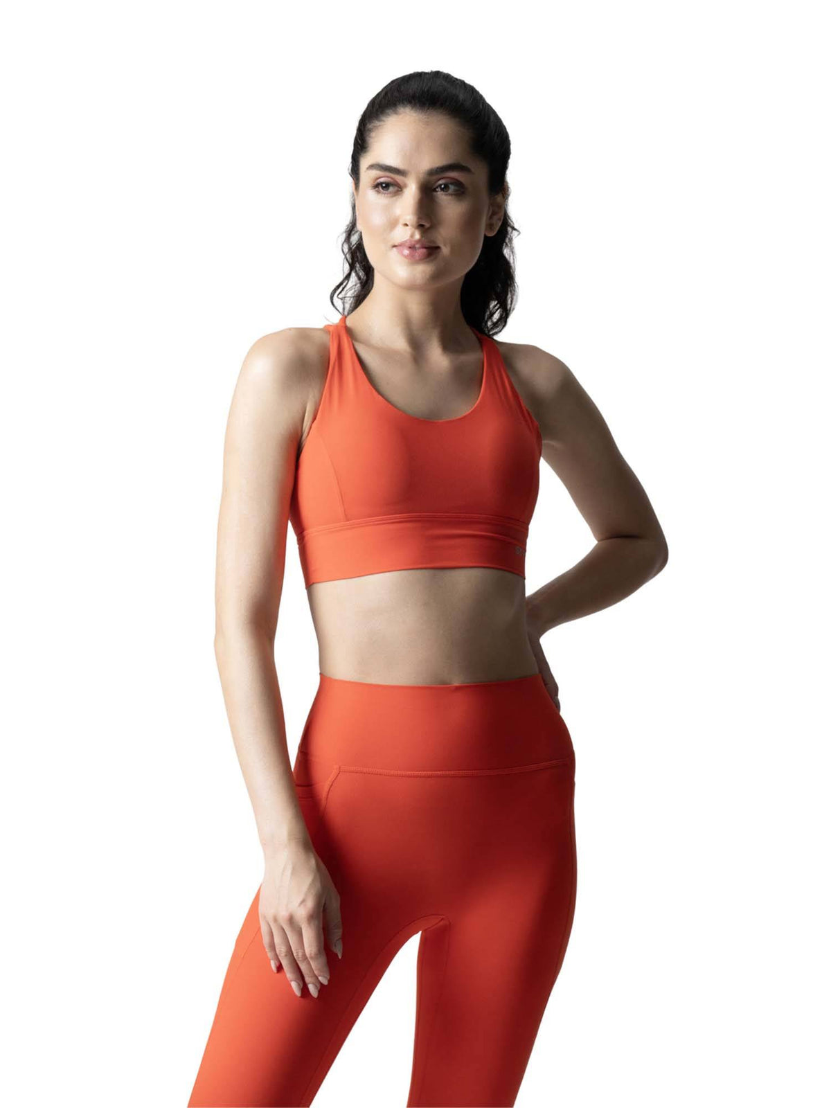Nylon Womens Criss-Cross Gym Sports Bra Neon Green | sb09 - view 19