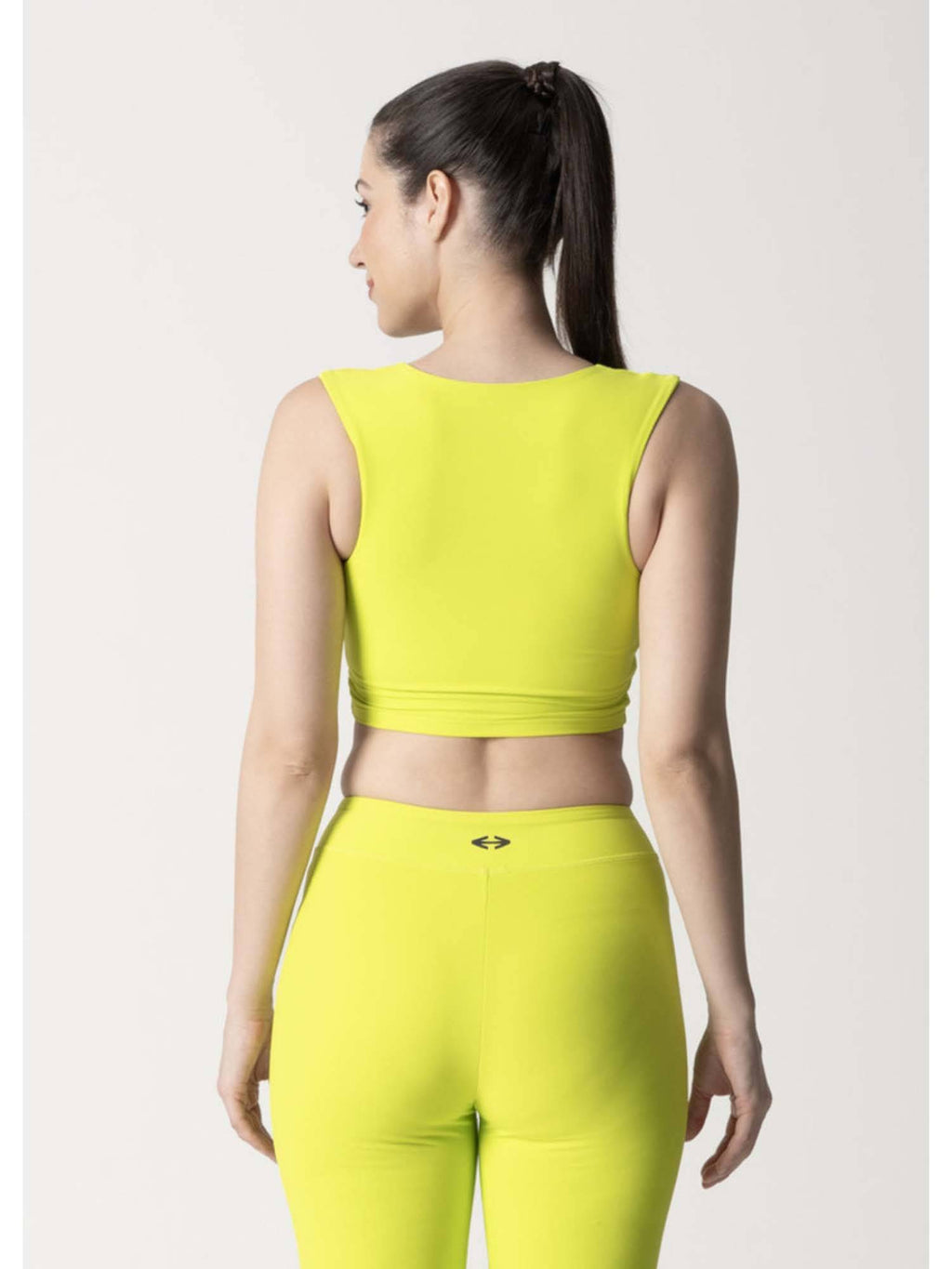 Nylon Womens Reflective Gym Sports Bra Neon Green | sb09 - view 3