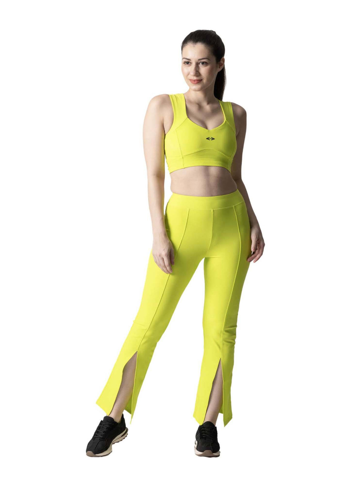 Nylon Womens Reflective Gym Sports Bra Neon Green | sb09 - view 4