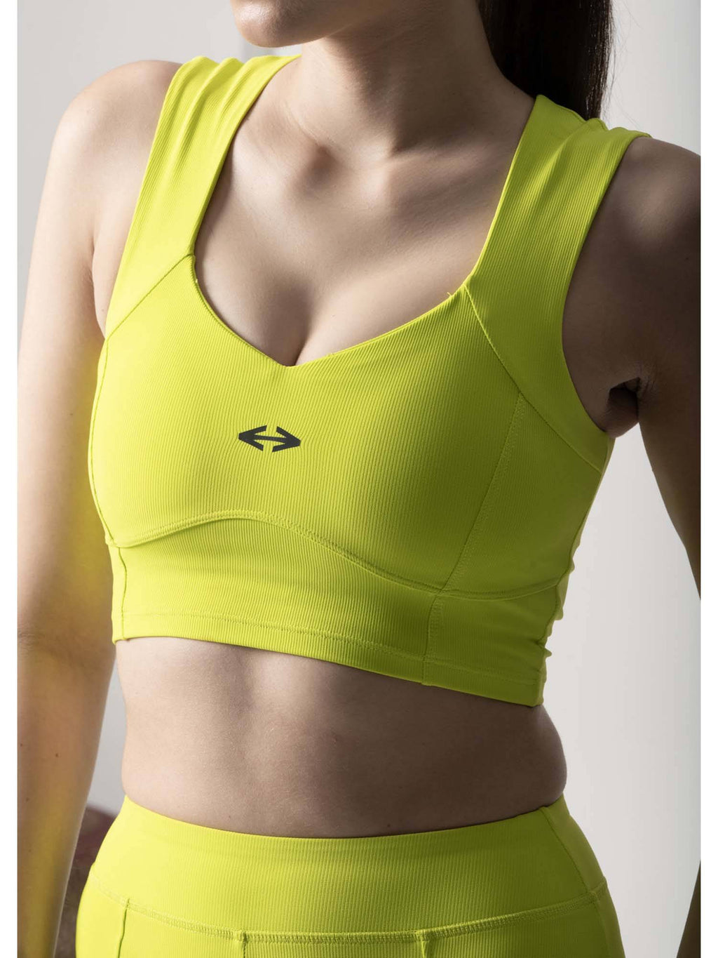 Nylon Womens Reflective Gym Sports Bra Neon Green | sb09 - view 5