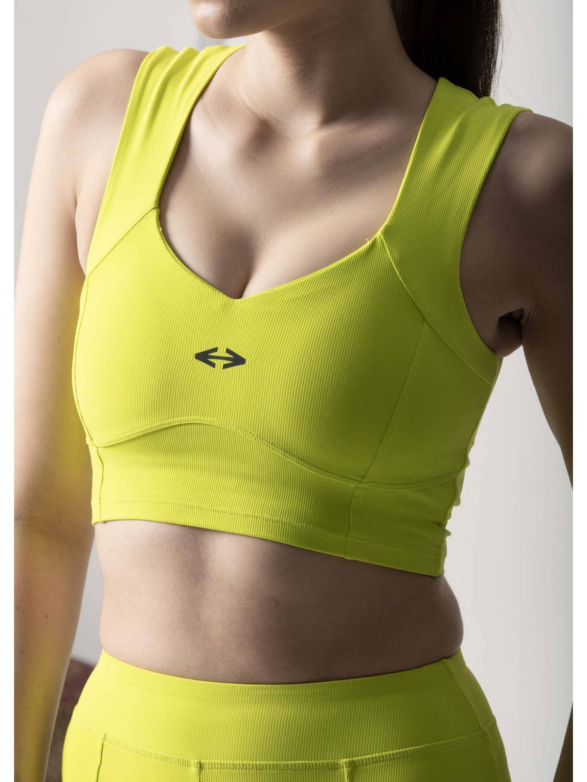 Nylon Womens Reflective Gym Sports Bra Neon Green | sb09 - view 5
