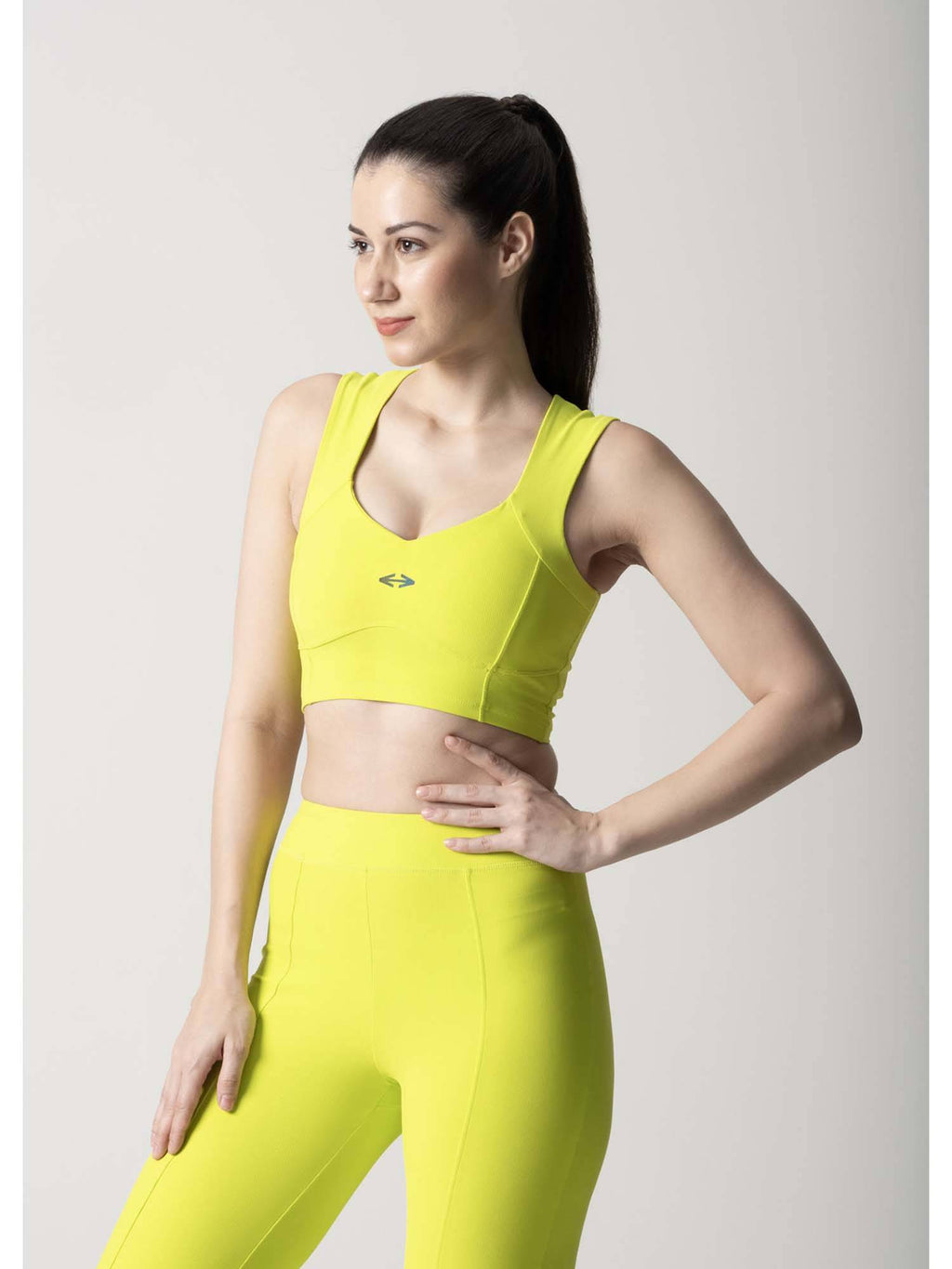 Nylon Womens Reflective Gym Sports Bra Neon Green | sb09 - view 6