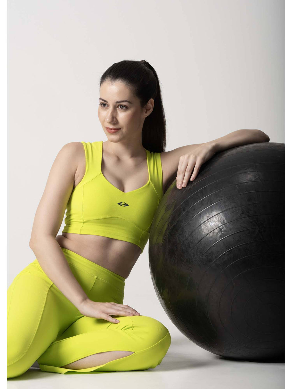 Nylon Womens Reflective Gym Sports Bra Neon Green | sb09 - view 7