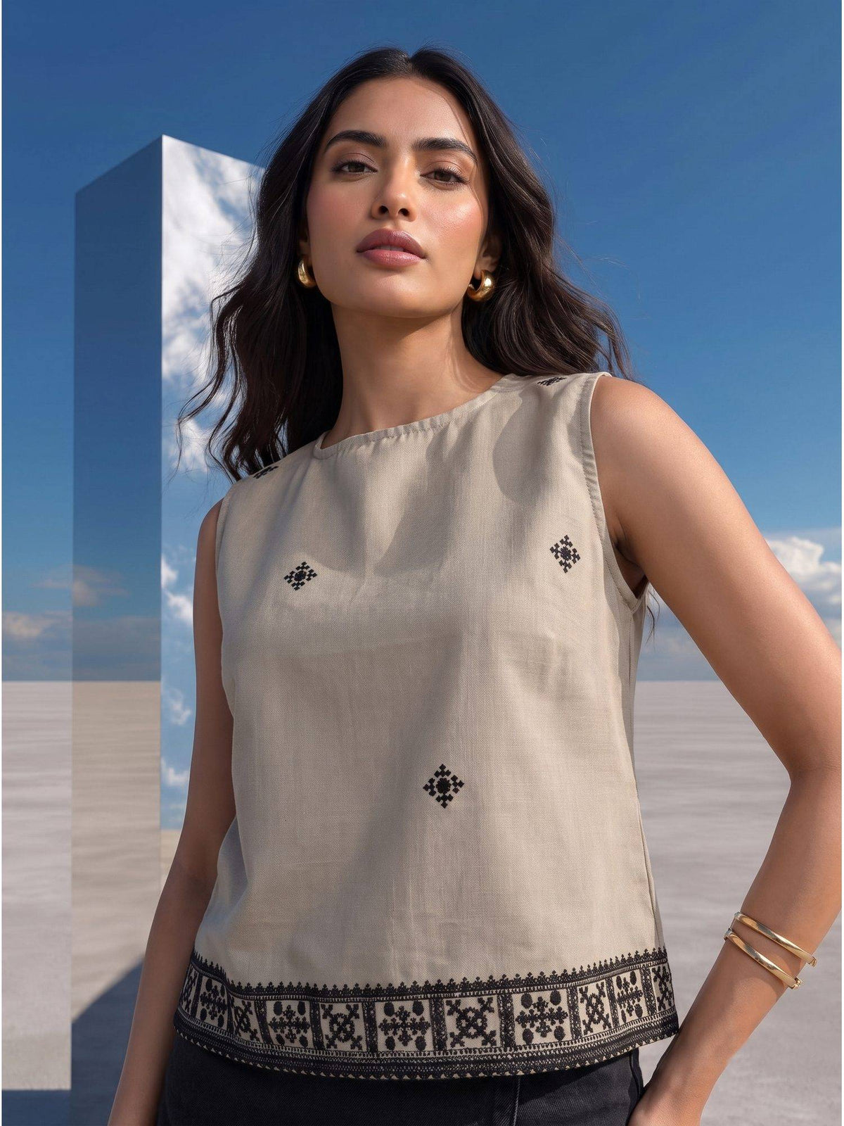 Grey Desert Nomad Printed Tank Top | TT98 - view 3
