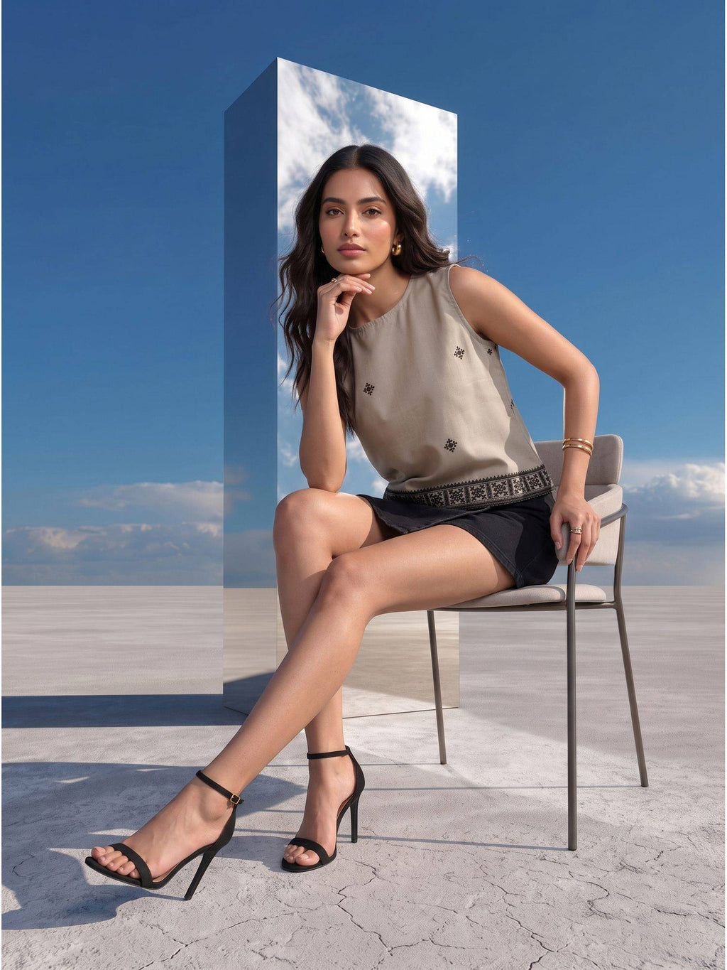 Grey Desert Nomad Printed Tank Top | TT98 - view 7