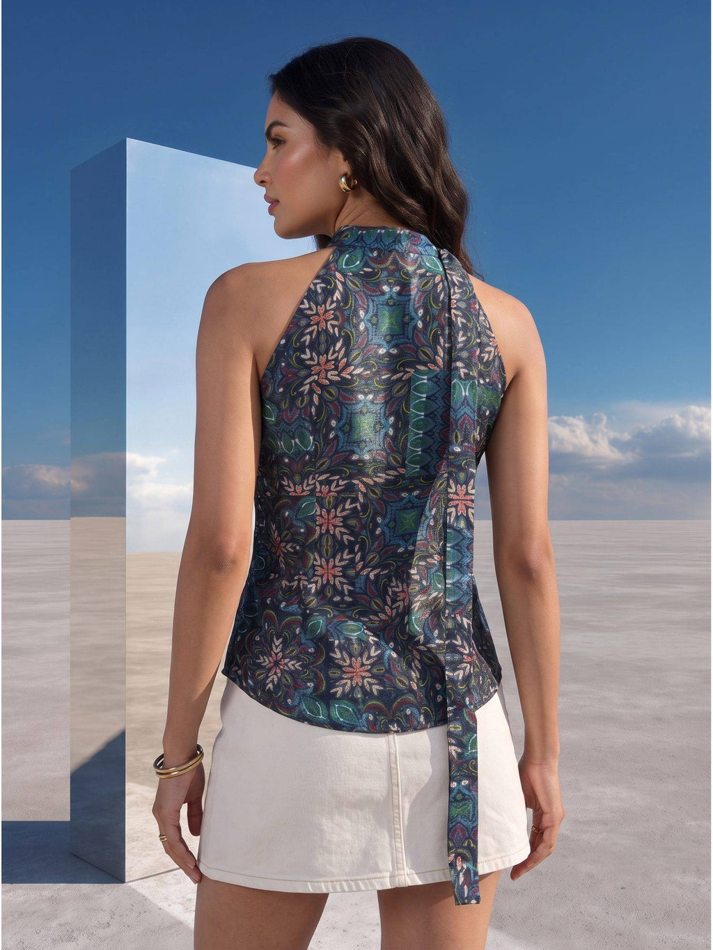 Teal Kaleido Choker Top | HT67 - view 2