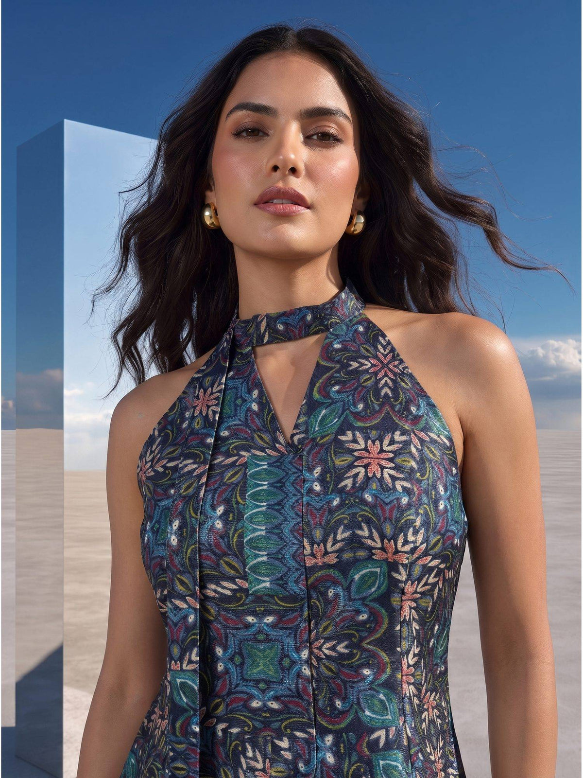Teal Kaleido Choker Top | HT67 - view 3