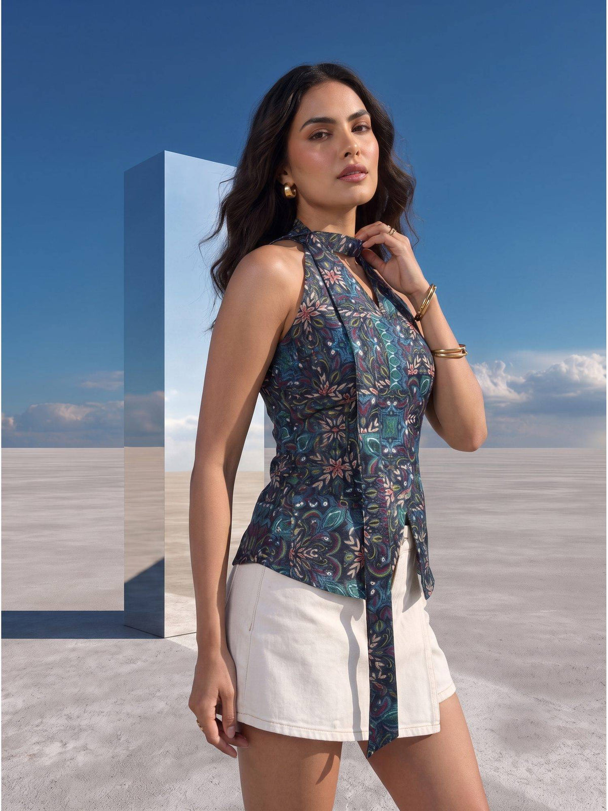 Teal Kaleido Choker Top | HT67 - view 4